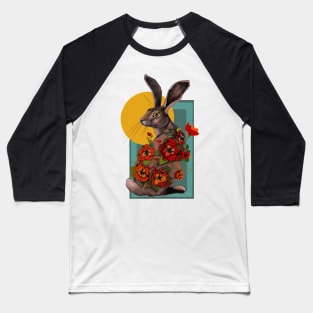 Floral hare poster Baseball T-Shirt